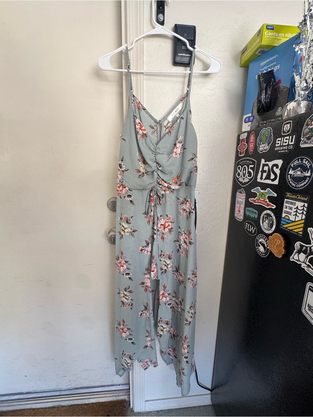 Nordstrom Sage Green Floral Jumpsuit